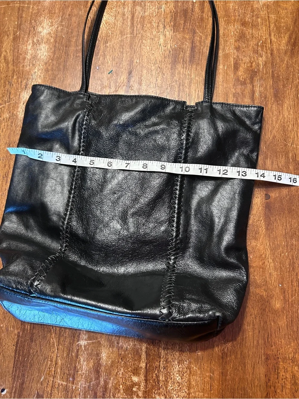 Latico Classic Black Leather Tote Bag Braided Detail